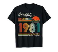 Awesome Since December 1981 Vintage Men Women 44th Birthday T-Shirt