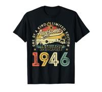 Awesome Since January 1946 80 Year Old 80th Birthday Men Dad T-Shirt