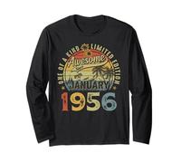 Awesome Since January 1956 Vintage Retro 70th Birthday Men Long Sleeve T-Shirt