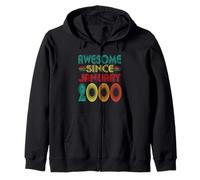 Awesome Since January 2000 Years 26th Bday Funny Vintage Zip Hoodie