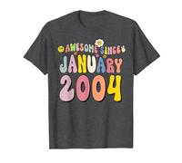 Awesome Since January 2004 21 Years Old 21st Birthday T-Shirt, Men, Dark Heather Grey, 6X-Large