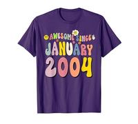 Awesome Since January 2004 21 Years Old 21st Birthday T-Shirt, Men, Purple, XX-Large