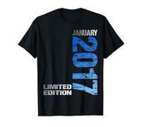 Awesome Since January 2017 Vintage 9th Birthday Year Tee T-Shirt