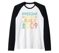 Awesome Since July 2009 Years 16th Birthday Funny Vintage Raglan Baseball Tee