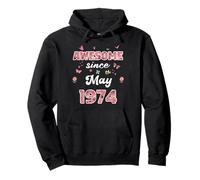 Awesome since May 1974 flowers 1974 May Birthday Pullover Hoodie