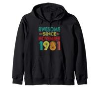 Awesome Since November 1981 Years 44th Bday Funny Vintage Zip Hoodie