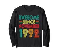 Awesome Since November 1992 Years 33rd Bday Funny Vintage Long Sleeve T-Shirt