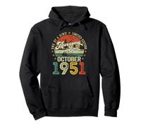 Awesome Since October 1951 Vintage Retro 74th Birthday Men Pullover Hoodie