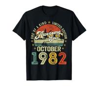 Awesome Since October 1982 Vintage Retro 43rd Birthday Men T-Shirt