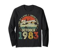Awesome Since October 1983 Vintage Retro 42nd Birthday Men Long Sleeve T-Shirt