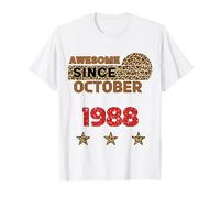 Awesome since October 1988 Leopard Print October Birthday T-Shirt