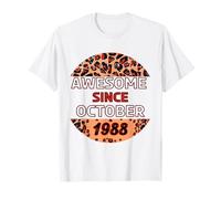 Awesome since October 1988 Leopard Print October Birthday T-Shirt