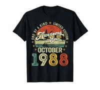 Awesome Since October 1988 Vintage Retro 37th Birthday Men T-Shirt