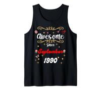 Awesome Since September 1990 birthday Flowers & Butterflies Tank Top