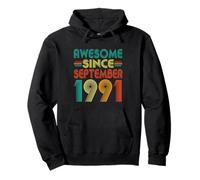 Awesome Since September 1991 Years 34th Bday Funny Vintage Pullover Hoodie