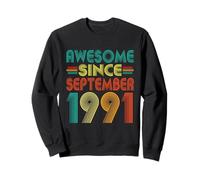 Awesome Since September 1991 Years 34th Bday Funny Vintage Sweatshirt