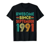 Awesome Since September 1991 Years 34th Bday Funny Vintage T-Shirt