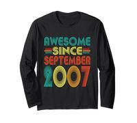 Awesome Since September 2007 Years 18th Bday Funny Vintage Long Sleeve T-Shirt