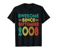 Awesome Since September 2008 Years 17th Bday Funny Vintage T-Shirt