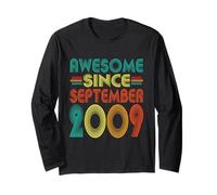 Awesome Since September 2009 Years 16th Bday Funny Vintage Long Sleeve T-Shirt