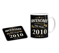 Awesome Since The Year 2010 Birthday Gift Funny B-Day Slogan Coffee Mug and Coaster Set Tea Cup