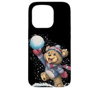 Awesome Snowball Battles with this Teddy Bear Look Case for iPhone 15 Pro