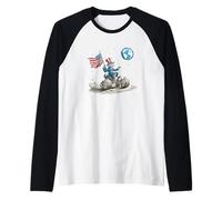 Awesome Space Vehicle on Moon with Earth Raglan Baseball Tee