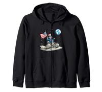 Awesome Space Vehicle on Moon with Earth Zip Hoodie