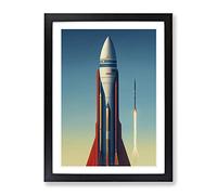 Awesome Spaceship Rocket Framed Print | A3 Black Framed Wall Art | Ready to Hang | Modern Nature Picture | Living Room Bedroom Lounge Office