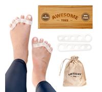 Awesome Toes Spacers & Separators Fast Pain Relief from Hammertoe & Bunions Two Pairs in Stylish Wooden Box Latex-Free Rubber Toe Stretchers for M