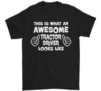 Awesome Tractor Driver Farmer Farming Mens T-Shirt 100% Cotton Black M