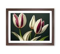 Awesome Tulip Flowers H1022 BLK Framed Print for Living Room Bedroom Home Office Décor, Wall Art Picture Ready to Hang, Walnut A4 Frame (34 x 25 cm)