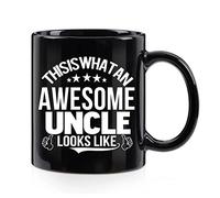 Awesome Uncle Mug 11Oz Black - "This is What an Awesome Uncle Looks Like" Novelty Ceramic Drinking Cup, Birthday/Father's Day Gift from Niece Nephew