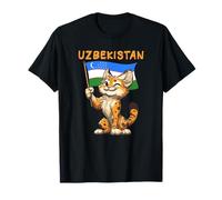 Awesome Uzbekistan Wild Cat Costume with Flag T-Shirt