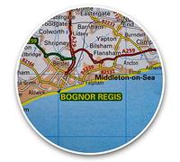Awesome Vinyl Stickers (Set of 2) 7.5cm - Bognor Regis Holiday England Map Decals 44415