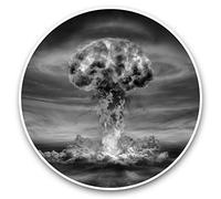 Awesome Vinyl Stickers (Set of 2) 7.5cm (bw) - Nuclear Mushroom Cloud Bomb War Fun Decals for Laptops,Tablets,Luggage,Scrap Booking,Fridges #37223