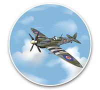 Awesome Vinyl Stickers (Set of 2) 7.5cm - Spitfire World War Fighter Plane Fun Decals for Laptops,Tablets,Luggage,Scrap Booking,Fridges #46328