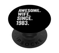 Awesome Wife Since 1983 | 43rd wedding anniversary 43 years PopSockets Adhesive PopGrip