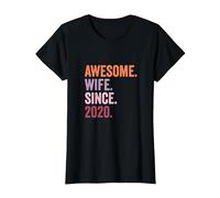 Awesome Wife Since 2020 | 6th Wedding Anniversary 6 Years T-Shirt, Women, Black, Large