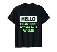 Awesome Willie Saying Funny Willie Name Value Graphic T-Shirt, Men, Black, L