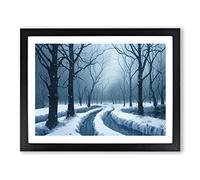 Awesome Winter Forest Framed Print | A2 Black Framed Wall Art | Ready to Hang | Modern Landscape Picture | Living Room Bedroom Lounge Office