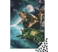 Awesome Wolf 1000 Piece Puzzles For Adults Creative Rectangular Puzzle Wooden Puzzle Puzzle Jigsaw for Friends Family 1000pcs (75x50cm)