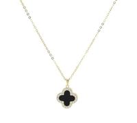 Awesomeapex Necklace for Women, 18K Gold Plated Four Leaf Clover Necklace, Lucky 4 Leaf Cover Flower Ncklaces Unique Trendy Jewelry Gifts for Women Girls, Black/white double side