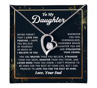 Awesomesons To My Daughter Necklace - Inspirational Jewelry Gift from Mom or Dad - Timeless Pendant with Message Card - Birthday, Graduation, Christmas, Valentine’s Gift for Daughter, L, Metal, Cubic