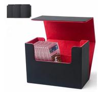 AWESOPAL Premium Graded Card Storage Box, PU Leather Case for PSA BGS Slabs, Toploader Holder for Trading & Sports Cards Fits 3” x 4” Rigid Cards (Black&Red)