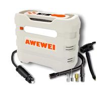 AWEWEI Portable Car Tyre Air Compressor, 150 PSI Air Pump for Car Tyres, DC 12V, Fast Inflation, with Digital Tyre Pressure Gauge and Emergency LED Light for Car, Bike, Ball, R7 Silver