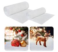 Aweyka 2 Pcs 1.3 x 9.8ft/0.7 x 3ft Christmas Snow Blankets, 2 Size Fake Snow Sheet White Thickened Cotton Rolls Fluffy Artificial Snow Roll for Christmas Village Party Favors Display Photo Prop
