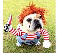 Awful Dog Cat Cosplay Halloween Costume, Funny Deadly Doll Pet Suit Clothes With Hat, Party Dress Up Accessories (Large)