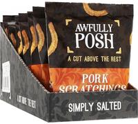 Awfully Posh Pork Scratchings (10x40G) | Simply Salted Delightful Pork Scratchings Snack | Made Using Prime Cuts, No Nasties | A Bag of Perfectly Even Strips of Meaty Goodness | A Cut Above the Rest!