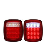 AWGNTQQ For Jeep For Wrangler YJ TJ CJ 2pcs 16 LED Tail Lights Smoked Shell Tail Light Rear Brake Reverse Light Turn Signals Tail Lights Lamps Assembly(Red without Turn)